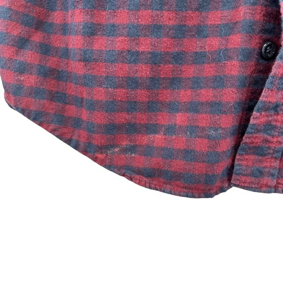 L.L. Bean Gingham Check Flannel Shirt Size Medium Red Blue Button Up Long Sleeve - Picture 3 of 5